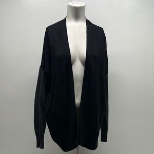 Vince Cardigan Sweater Long Sleeve Cashmere Knit Silk Colorblock Black Small